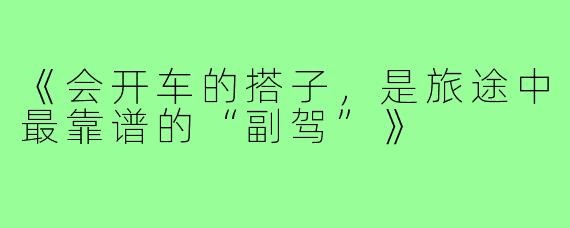 《会开车的搭子,是旅途中最靠谱的“副驾”》