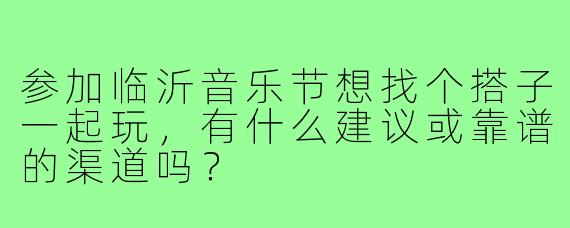 参加临沂音乐节想找个搭子一起玩，有什么建议或靠谱的渠道吗？