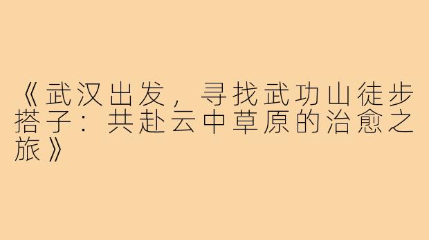 《武汉出发，寻找武功山徒步搭子：共赴云中草原的治愈之旅》
