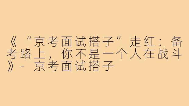 《“京考面试搭子”走红：备考路上，你不是一个人在战斗》-京考面试搭子