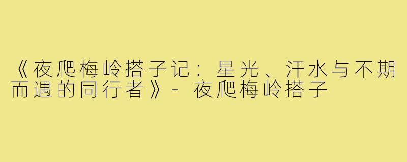 《夜爬梅岭搭子记：星光、汗水与不期而遇的同行者》-夜爬梅岭搭子