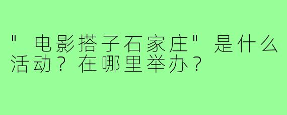 "电影搭子石家庄"是什么活动？在哪里举办？