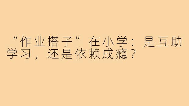 “作业搭子”在小学:是互助学习,还是依赖成瘾?