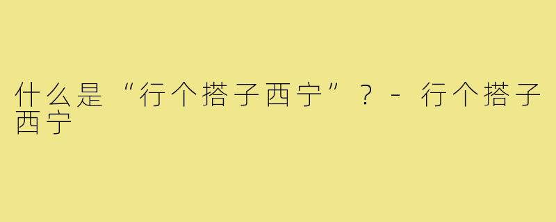 什么是“行个搭子西宁”？