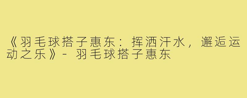 《羽毛球搭子惠东：挥洒汗水，邂逅运动之乐》-羽毛球搭子惠东