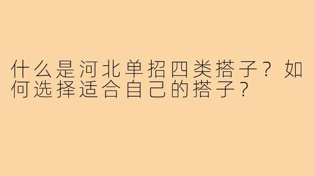 什么是河北单招四类搭子?如何选择适合自己的搭子?