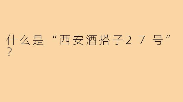 什么是“西安酒搭子27号”?