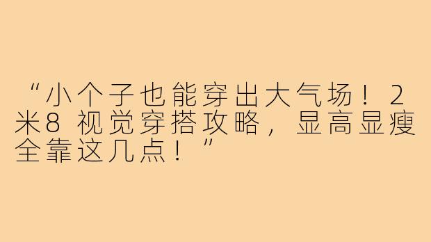 “小个子也能穿出大气场!2米8视觉穿搭攻略,显高显瘦全靠这几点!”