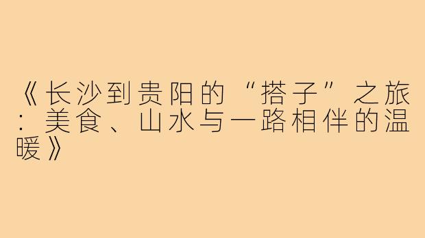 《长沙到贵阳的“搭子”之旅:美食、山水与一路相伴的温暖》