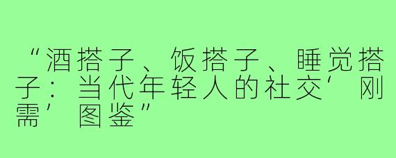 “酒搭子、饭搭子、睡觉搭子：当代年轻人的社交‘刚需’图鉴”