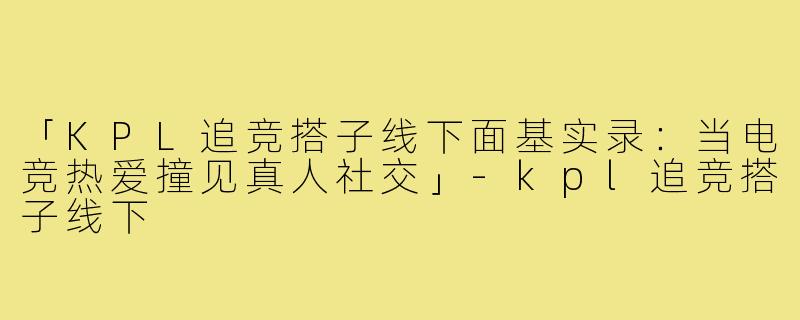 「KPL追竞搭子线下面基实录：当电竞热爱撞见真人社交」-kpl追竞搭子线下