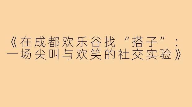 《在成都欢乐谷找“搭子”：一场尖叫与欢笑的社交实验》