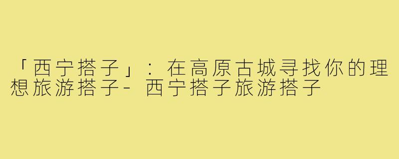 「西宁搭子」：在高原古城寻找你的理想旅游搭子-西宁搭子旅游搭子