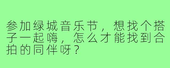 参加绿城音乐节，想找个搭子一起嗨，怎么才能找到合拍的同伴呀？