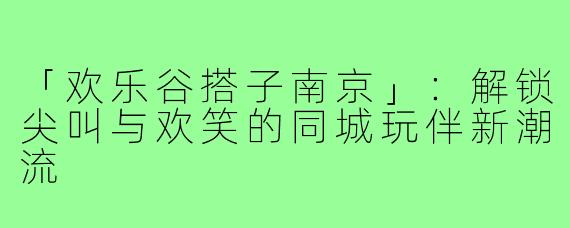 「欢乐谷搭子南京」：解锁尖叫与欢笑的同城玩伴新潮流