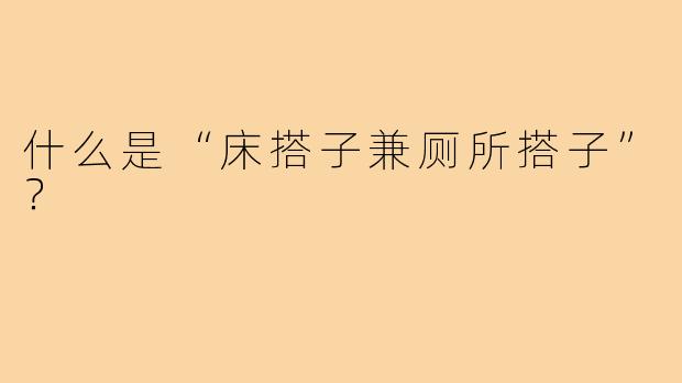 什么是“床搭子兼厕所搭子”?