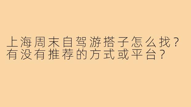 上海周末自驾游搭子怎么找?有没有推荐的方式或平台?