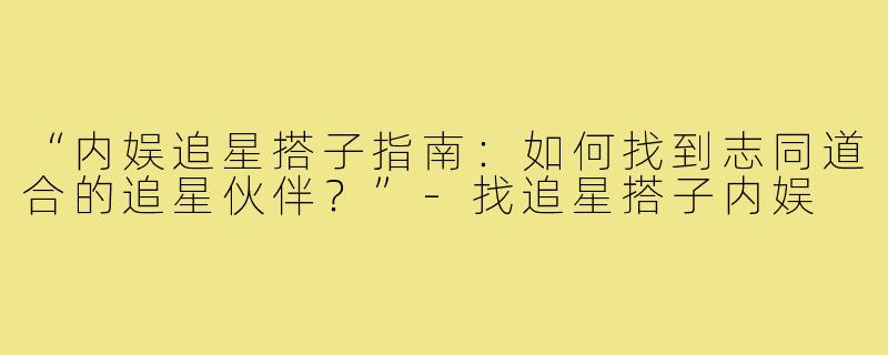 “内娱追星搭子指南：如何找到志同道合的追星伙伴？”
