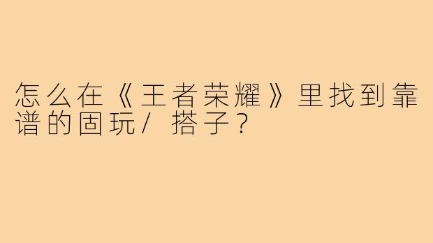 怎么在《王者荣耀》里找到靠谱的固玩/搭子?