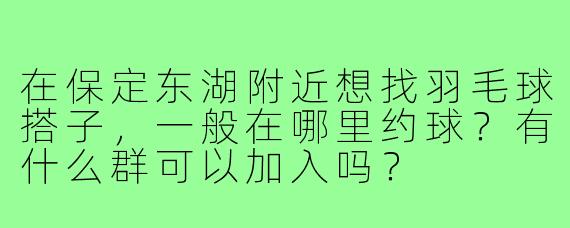 在保定东湖附近想找羽毛球搭子,一般在哪里约球?有什么群可以加入吗?