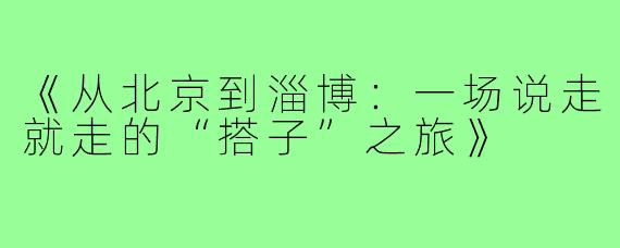 《从北京到淄博：一场说走就走的“搭子”之旅》