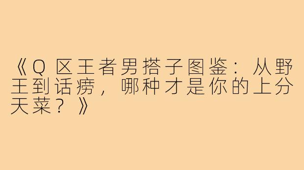 《Q区王者男搭子图鉴：从野王到话痨，哪种才是你的上分天菜？》