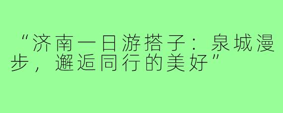 “济南一日游搭子：泉城漫步，邂逅同行的美好”
