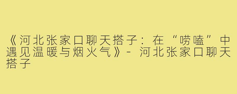 《河北张家口聊天搭子：在“唠嗑”中遇见温暖与烟火气》-河北张家口聊天搭子