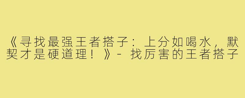 《寻找最强王者搭子:上分如喝水,默契才是硬道理!》-找厉害的王者搭子