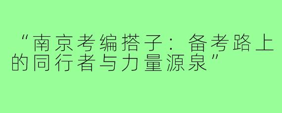 “南京考编搭子：备考路上的同行者与力量源泉”