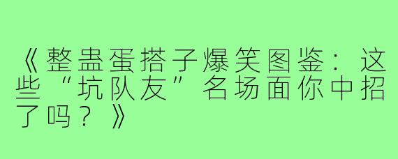 《整蛊蛋搭子爆笑图鉴：这些“坑队友”名场面你中招了吗？》