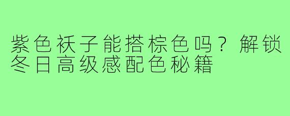 紫色袄子能搭棕色吗?解锁冬日高级感配色秘籍