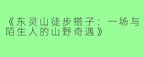 《东灵山徒步搭子：一场与陌生人的山野奇遇》
