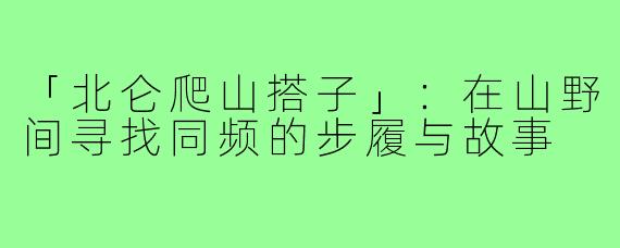 「北仑爬山搭子」：在山野间寻找同频的步履与故事