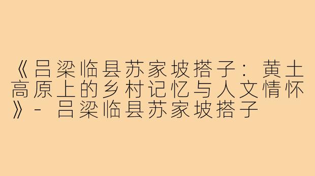 《吕梁临县苏家坡搭子：黄土高原上的乡村记忆与人文情怀》-吕梁临县苏家坡搭子