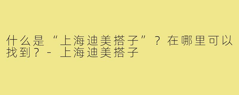 什么是“上海迪美搭子”？在哪里可以找到？