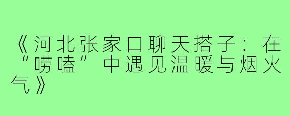 《河北张家口聊天搭子：在“唠嗑”中遇见温暖与烟火气》