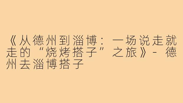 《从德州到淄博:一场说走就走的“烧烤搭子”之旅》-德州去淄博搭子