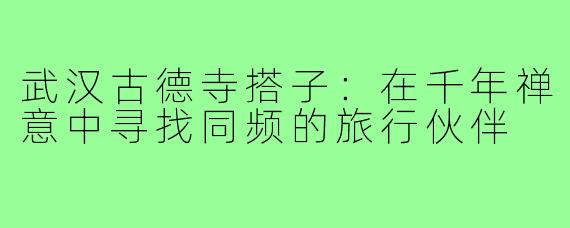 武汉古德寺搭子：在千年禅意中寻找同频的旅行伙伴