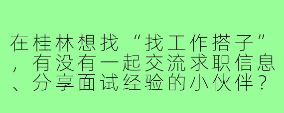 在桂林想找“找工作搭子”,有没有一起交流求职信息、分享面试经验的小伙伴?