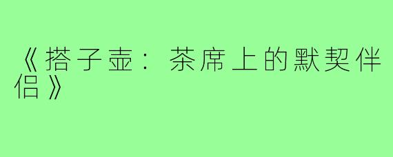 《搭子壶：茶席上的默契伴侣》
