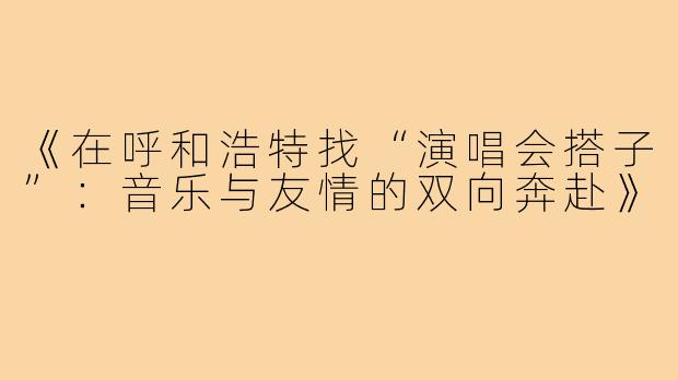 《在呼和浩特找“演唱会搭子”：音乐与友情的双向奔赴》