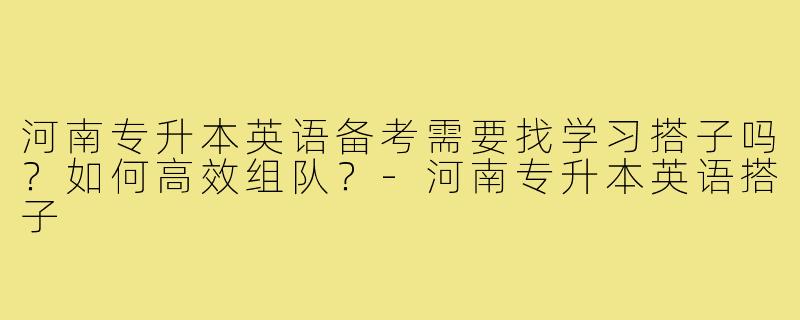 河南专升本英语备考需要找学习搭子吗？如何高效组队？-河南专升本英语搭子