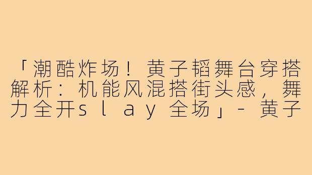 「潮酷炸场!黄子韬舞台穿搭解析:机能风混搭街头感,舞力全开slay全场」-黄子韬跳舞穿搭照片