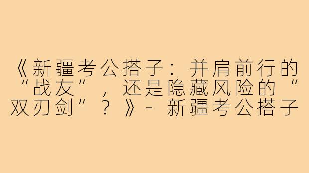 《新疆考公搭子：并肩前行的“战友”，还是隐藏风险的“双刃剑”？》-新疆考公搭子
