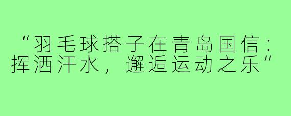 “羽毛球搭子在青岛国信：挥洒汗水，邂逅运动之乐”