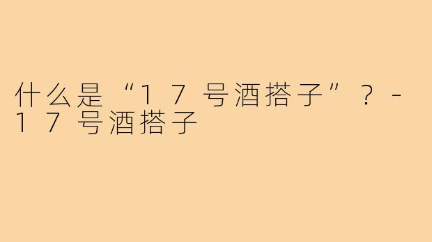什么是“17号酒搭子”?-17号酒搭子