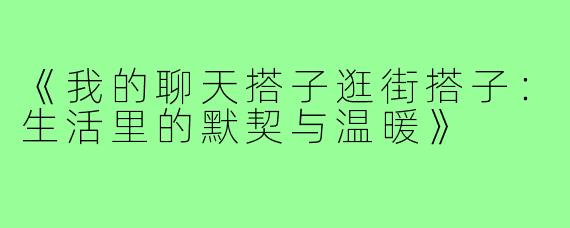 《我的聊天搭子逛街搭子:生活里的默契与温暖》