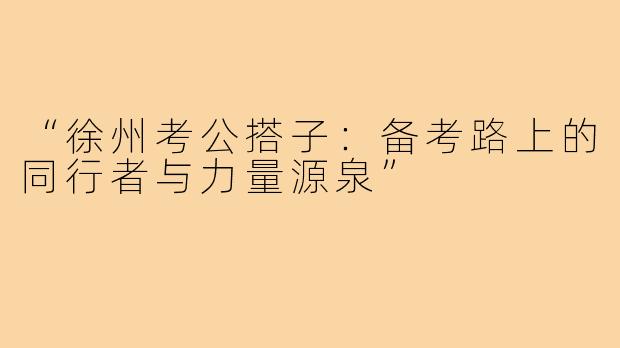 “徐州考公搭子：备考路上的同行者与力量源泉”