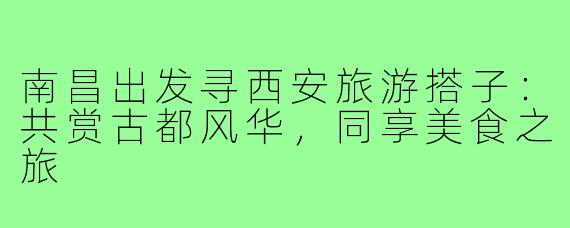 南昌出发寻西安旅游搭子:共赏古都风华,同享美食之旅